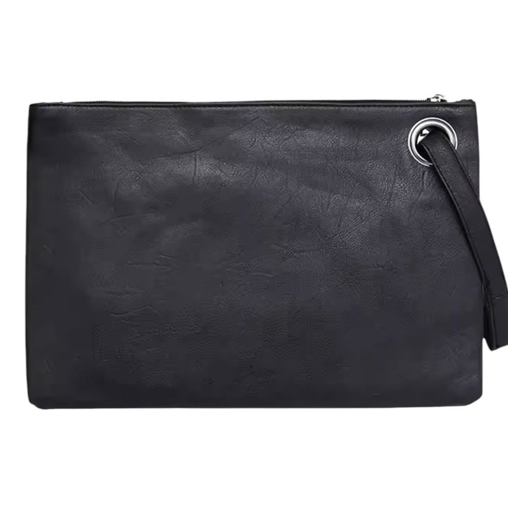 BLACK LARGEโPU LEATHERโ CLUTCH